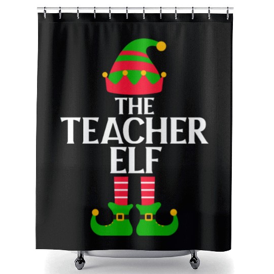 The Teacher Elf Christmas Shower Curtains