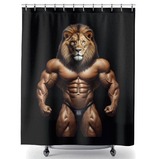 LION KING POWER: MUSCLE CHAMPION Bodybuilder Gym Shower Curtains