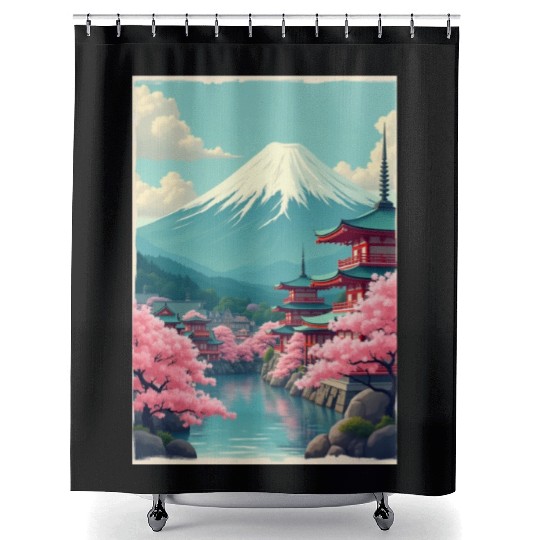 Serenity Beneath Mount Fuji Shower Curtains