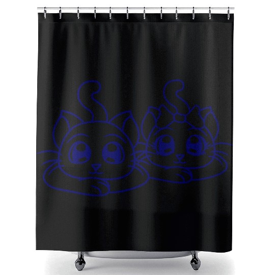 Two Romantic Cats In Love 2 Friends Couple Team Shower Curtains