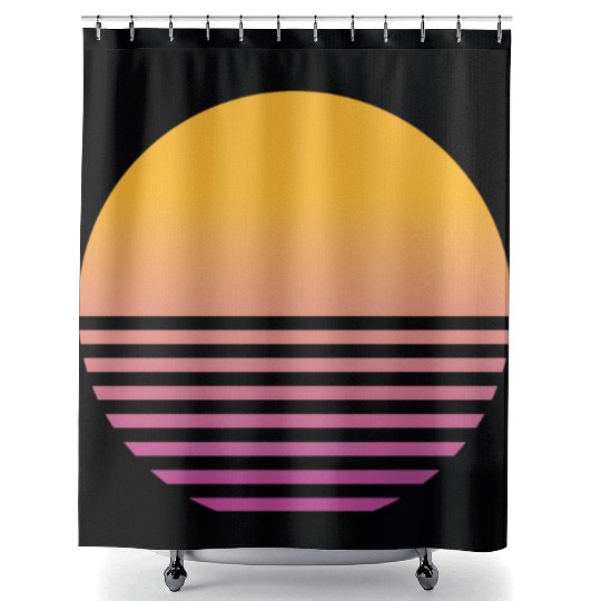Retro Sunset - 80s Vaporwave Aesthetic Shower Curtains
