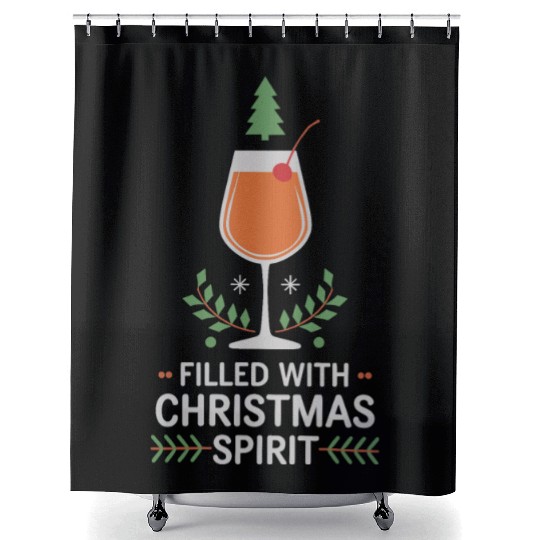 Filled With Christmas Spirit Cheerful Holiday Shower Curtains