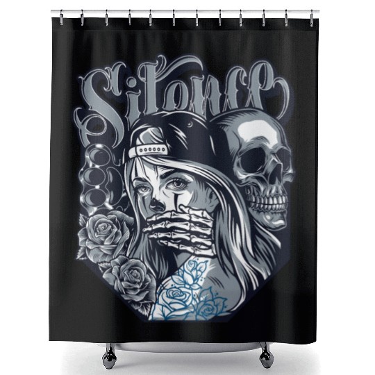 silence Chicano Vintage Design Shower Curtains