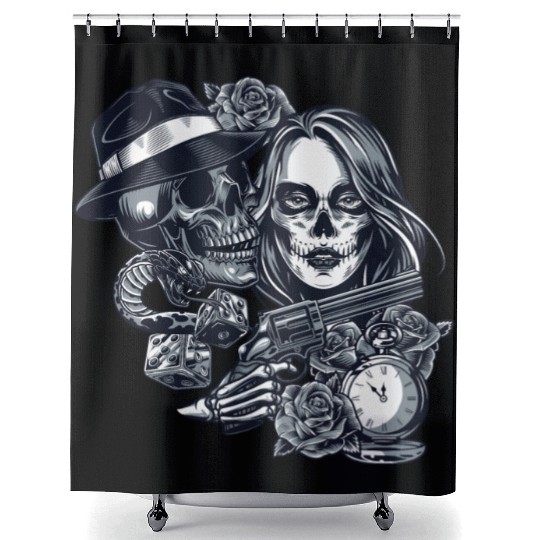 Chicano Street Art Graphic Shower Curtains
