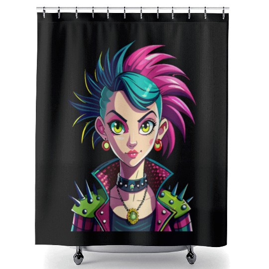 Vivid Punk Rebellion - Bold and Fearless Shower Curtains