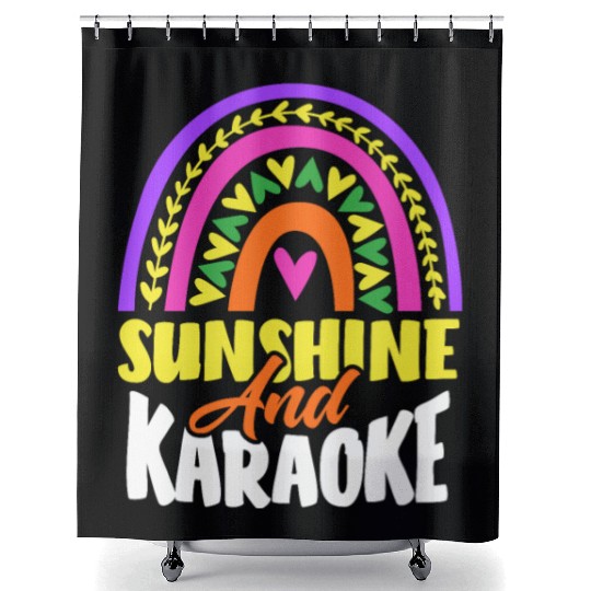 Sun And Karaoke Rainbow Heart Shower Curtains