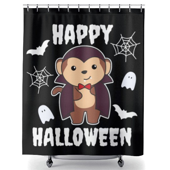 Monkey Happy Halloween Cute Vampire Costume Shower Curtains
