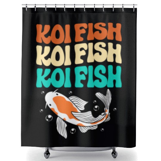 Retro Colorful Koi Fish Japanese Koi Carp Fish Shower Curtains