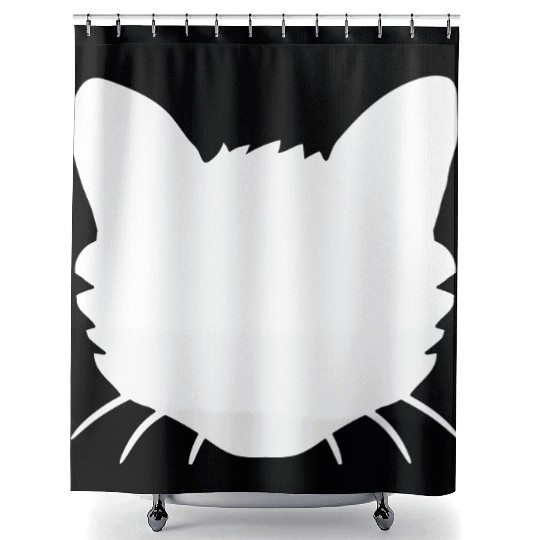 Cat Face Silhouette Kitten Head Outline Outline Shower Curtains