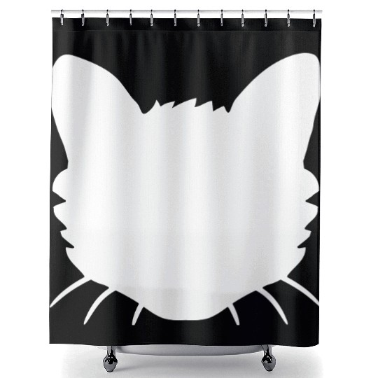 Cat Face Silhouette Kitten Head Outline Outline Shower Curtains