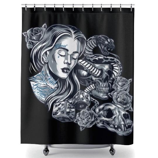 Blessed Chicano Vintage Street Art Graphic Shower Curtains