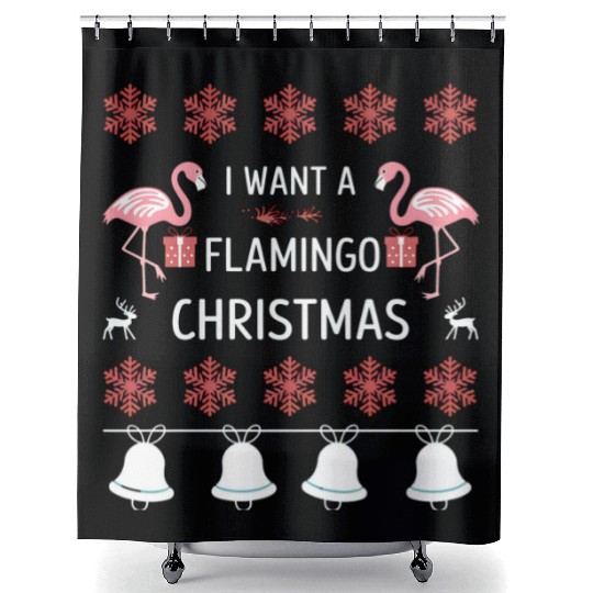 I Want A Flamingo For Christmas Shower Curtains