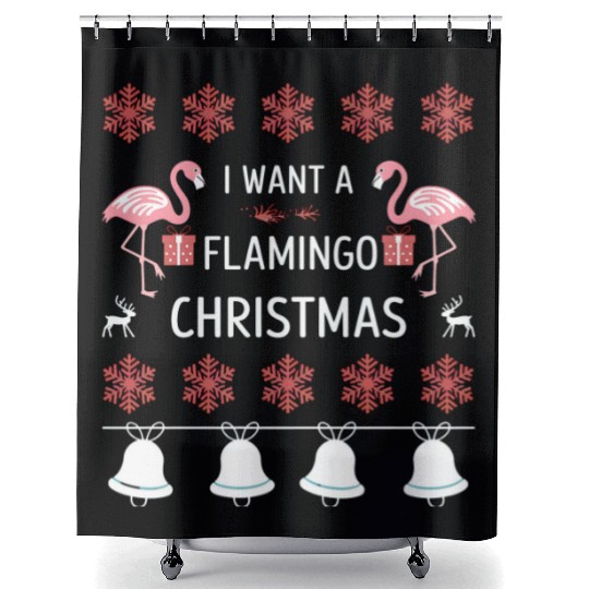 I Want A Flamingo For Christmas Shower Curtains
