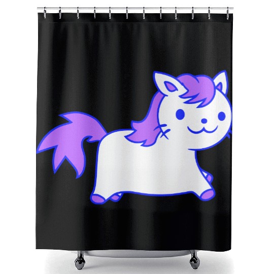 Little Pony Cat Face Little Small Horse Riding Fun Shower Curtains