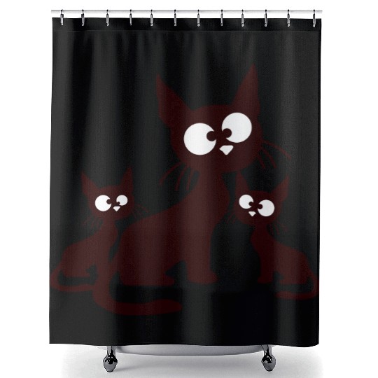 Crazy Cats Family Mom Dad 2 Small Cute Kids Babies Shower Curtains