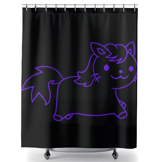 Little Pony Cat Face Little Small Horse Riding Fun Shower Curtains