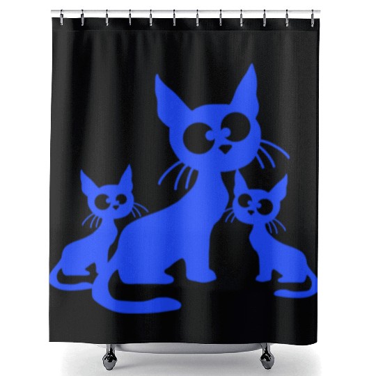 Crazy Cats Family Mom Dad 2 Small Cute Kids Babies Shower Curtains
