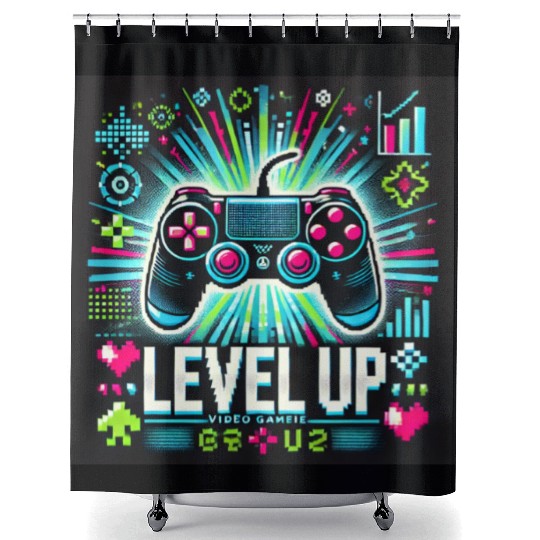 game level up Shower Curtains