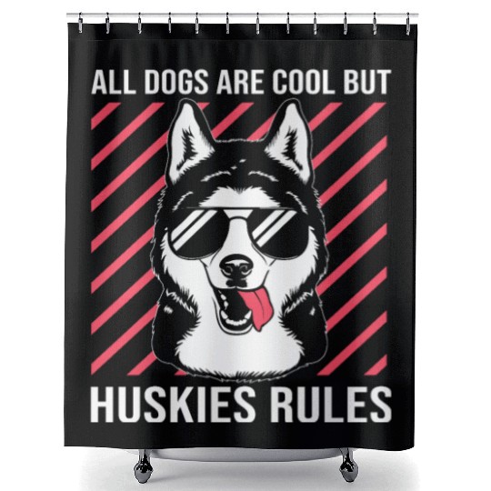 Siberian Husky All Dog Are Cool Dog With Sunglass Shower Curtains