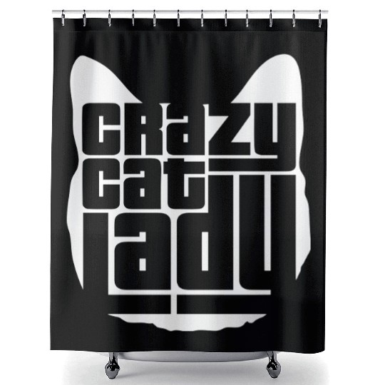 Crazy Cat Lady Text Love Saying Quote Weird Woman Shower Curtains