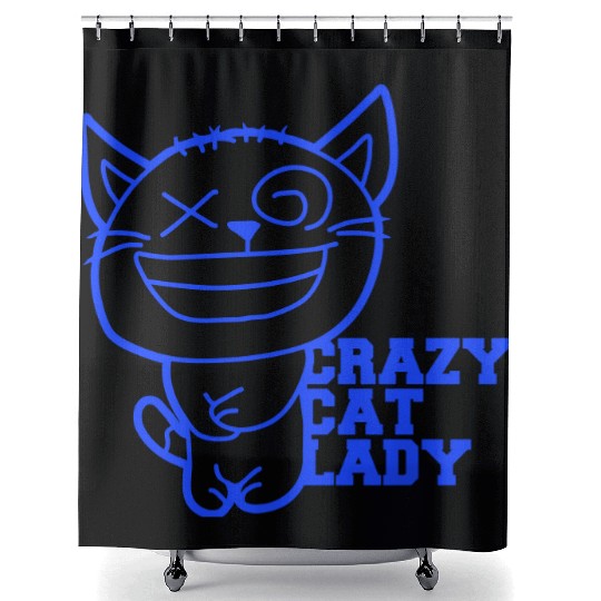 Crazy Cat Lady Text Love Saying Quote Weird Woman Shower Curtains