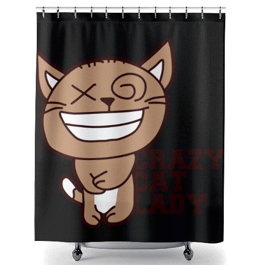 Crazy Cat Lady Text Love Saying Quote Weird Woman Shower Curtains
