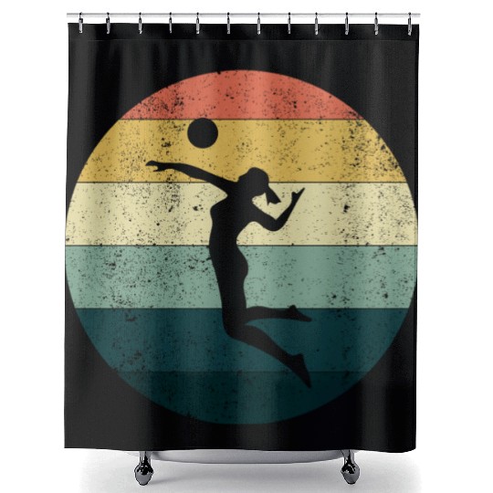 Retro Volleyball Girl Shower Curtains