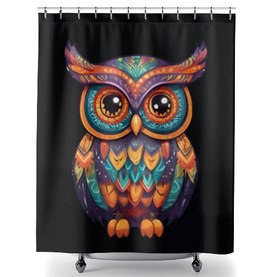 Halloween Owl Alebrije Shower Curtains