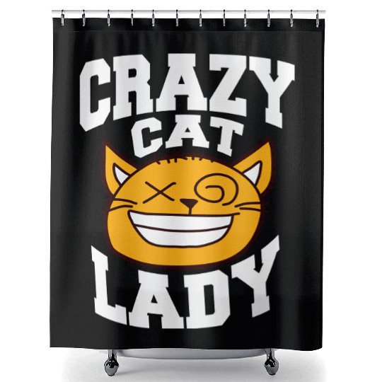 Crazy Cat Lady Text Love Saying Quote Weird Woman Shower Curtains