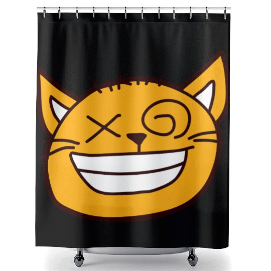 Crazy Cat Weird Funny Eyes Cool Grimace Cartoon Shower Curtains