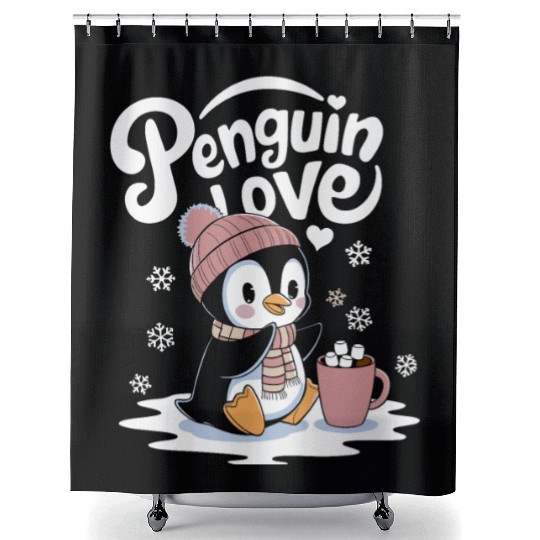 Penguin Love Winter Wonderland Cozy Vibes Shower Curtains