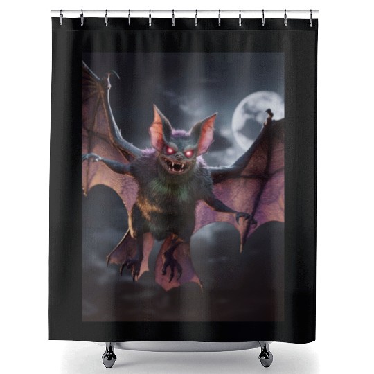 monster zombie bat glowing red eyes halloween Shower Curtains