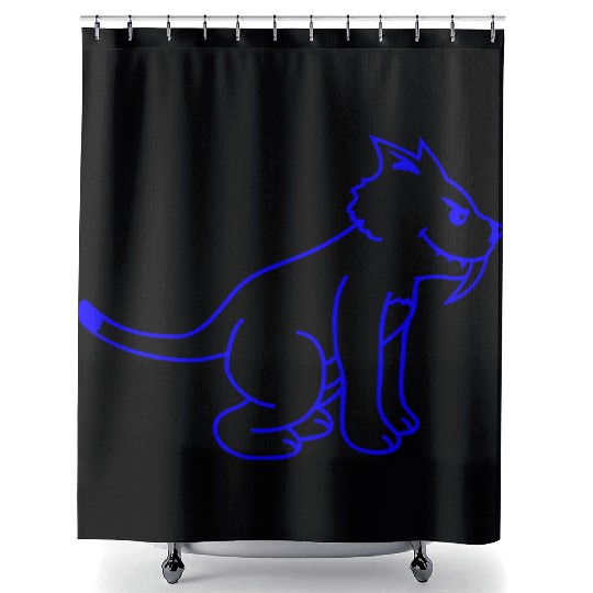 Bad Wild Cat Sabre Tooth Tiger Long Teeth Tiger Shower Curtains