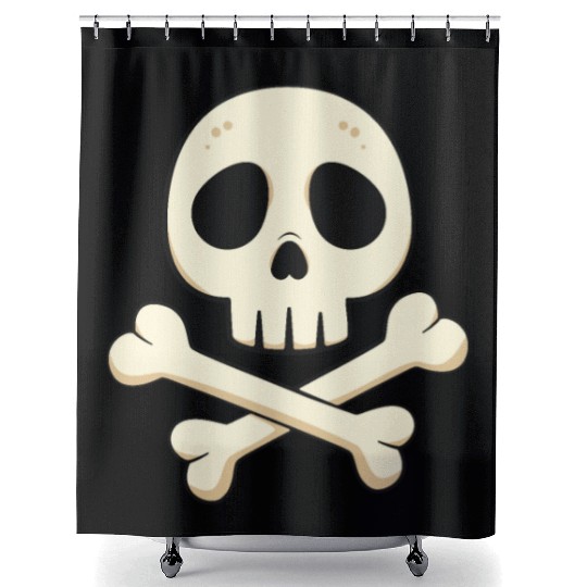 Cartoon skull and crossbones Shower Curtains