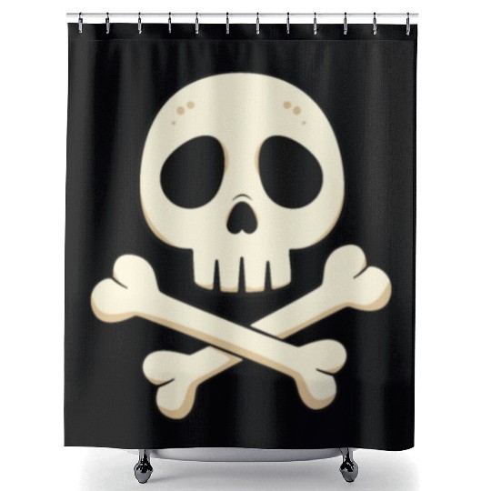 Cartoon skull and crossbones Shower Curtains