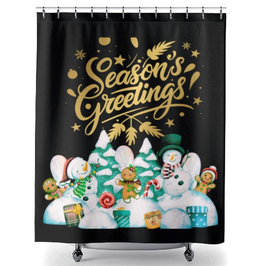 Seasons greetings with friends Shower Curtains