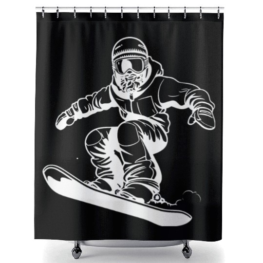Snowboarding Guy Sketch Shower Curtains