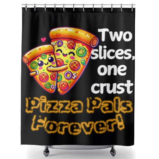 Cheesy Together: Two Slices, One Heart! Shower Curtains