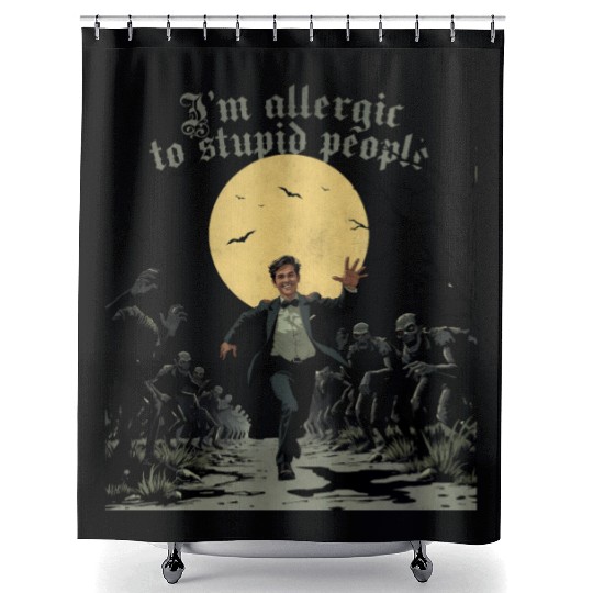 I m allergic to stupid people zombies Shower Curtains