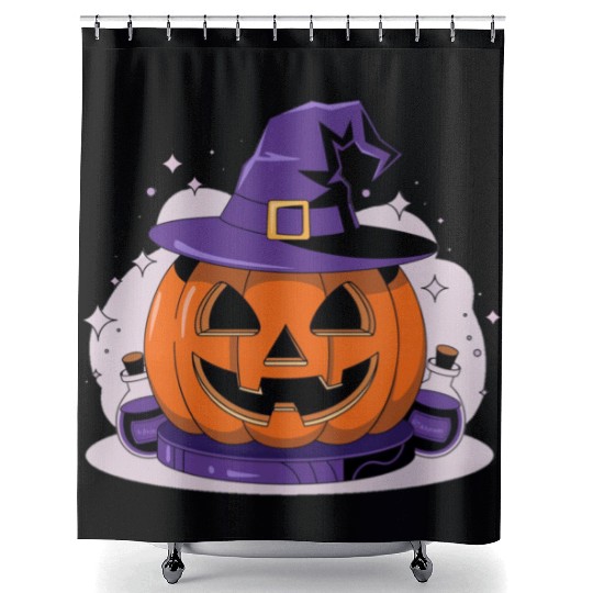 Witchy Jack-O'-Lantern Shower Curtains