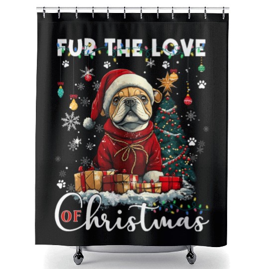 French Bulldog Christmas Tree Decoration Dog Lover Shower Curtains