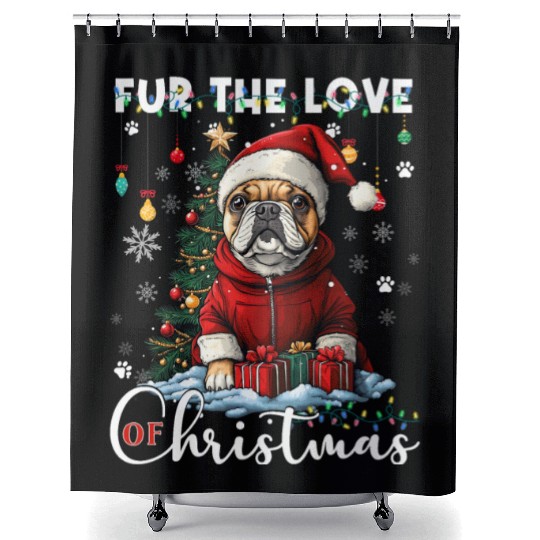 French Bulldog Christmas Tree Decoration Dog Lover Shower Curtains