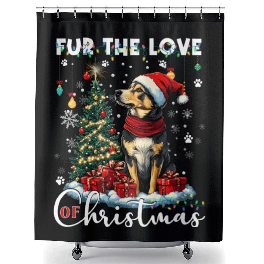 German Shepherd Christmas Tree Decorations Dog Shower Curtains