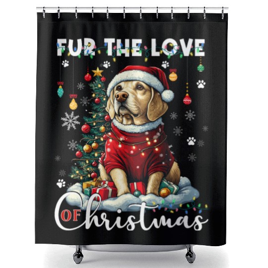 Labrador Retriever Christmas Tree Decorations Dog Shower Curtains