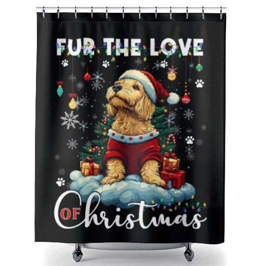 Golden Retriever Christmas Tree Decorations Dog Shower Curtains