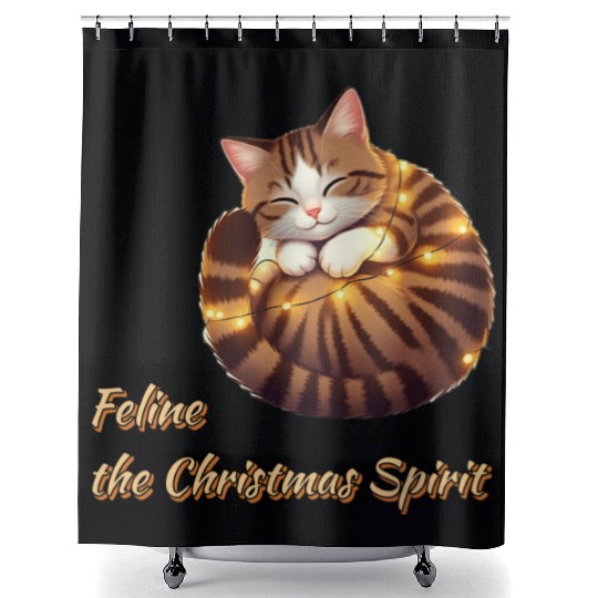 Feline Christmas Spirit Shower Curtains