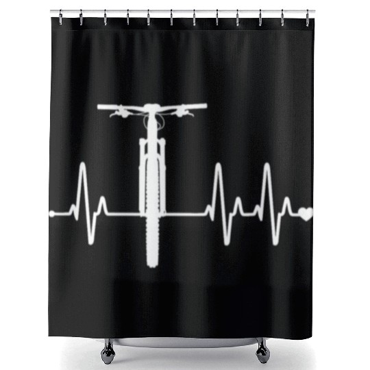 Mountain Bike Heartbeat Funny Mountain Biker Shower Curtains