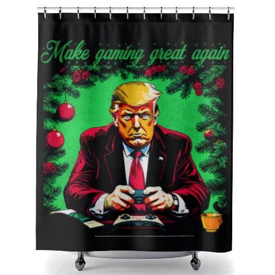 Make gaming great again Trump Christmas Shower Curtains