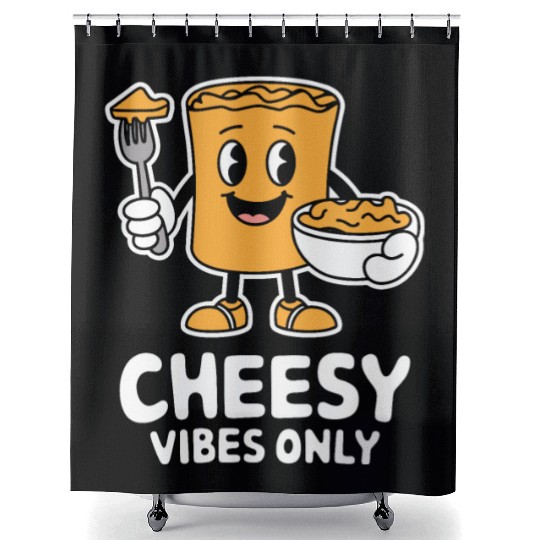 Cheesy Vibes Only Cartoon Delight Shower Curtains