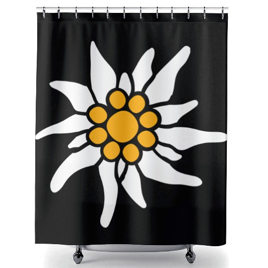 White Alps Edelweiss Flower Mountain Hiking Flower Shower Curtains